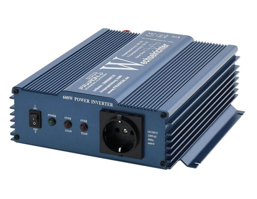 600W Fraron Wechselrichter 12V mit FI-Schalter